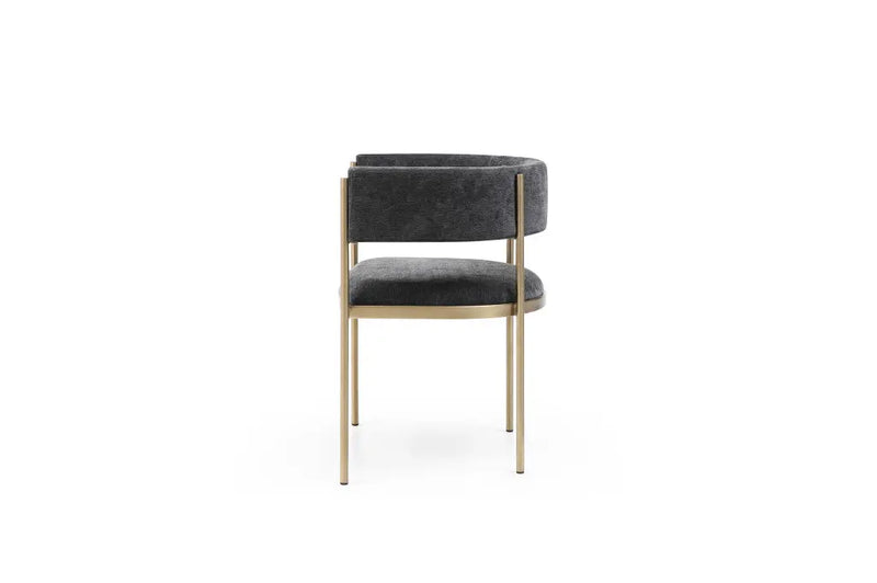 Set of Two Charcoal and Gold Velvet Partially Open Back Dining Arm Chairs Homeroots Kitchen & Dining