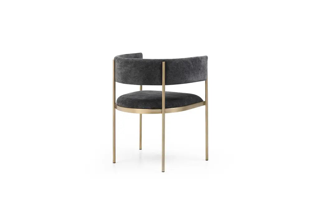Set of Two Charcoal and Gold Velvet Partially Open Back Dining Arm Chairs Homeroots Kitchen & Dining