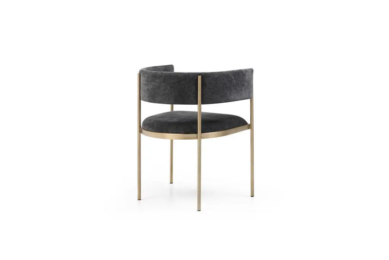 Set of Two Charcoal and Gold Velvet Partially Open Back Dining Arm Chairs Homeroots Kitchen & Dining