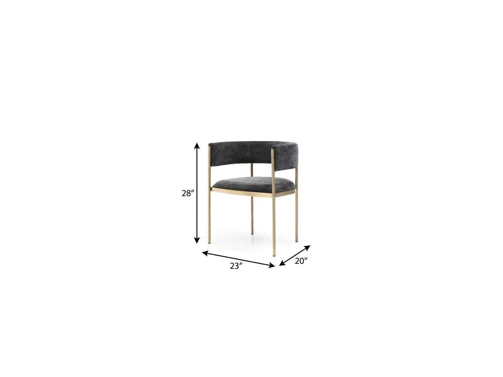 Set of Two Charcoal and Gold Velvet Partially Open Back Dining Arm Chairs Homeroots Kitchen & Dining