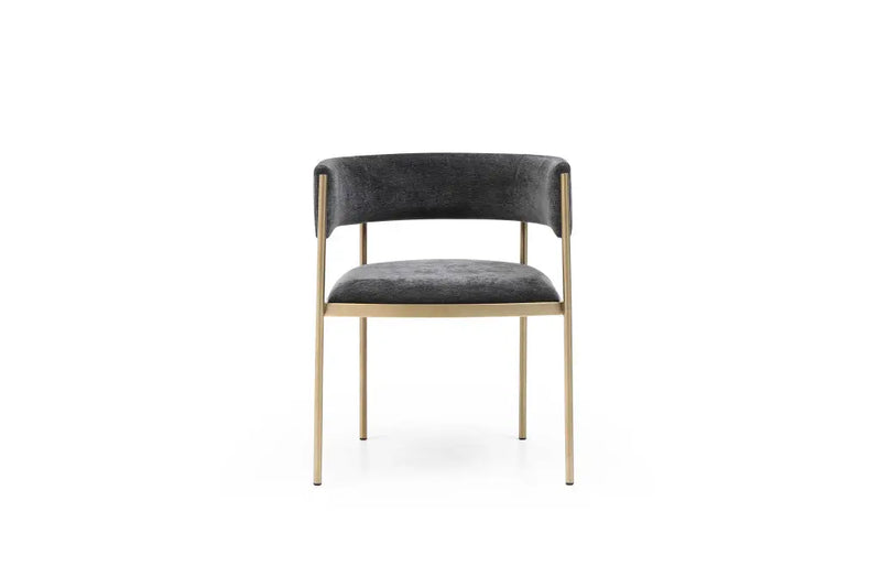 Set of Two Charcoal and Gold Velvet Partially Open Back Dining Arm Chairs Homeroots Kitchen & Dining