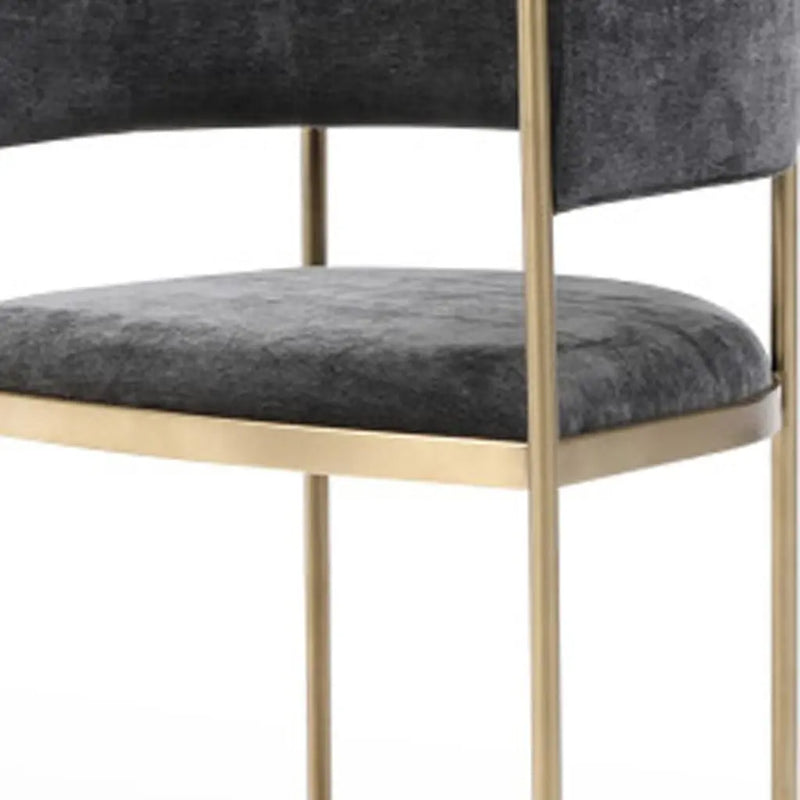 Set of Two Charcoal and Gold Velvet Partially Open Back Dining Arm Chairs Homeroots Kitchen & Dining