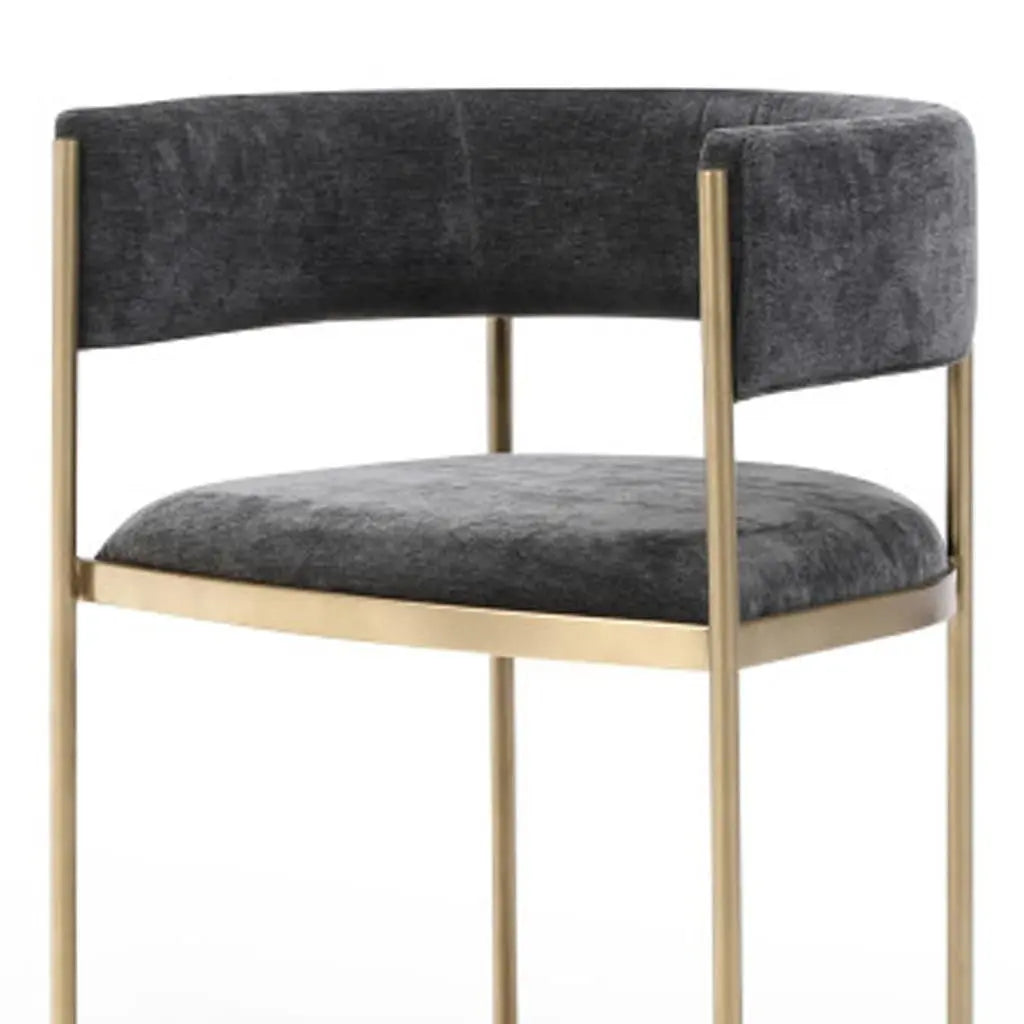 Set of Two Charcoal and Gold Velvet Partially Open Back Dining Arm Chairs Homeroots Kitchen & Dining