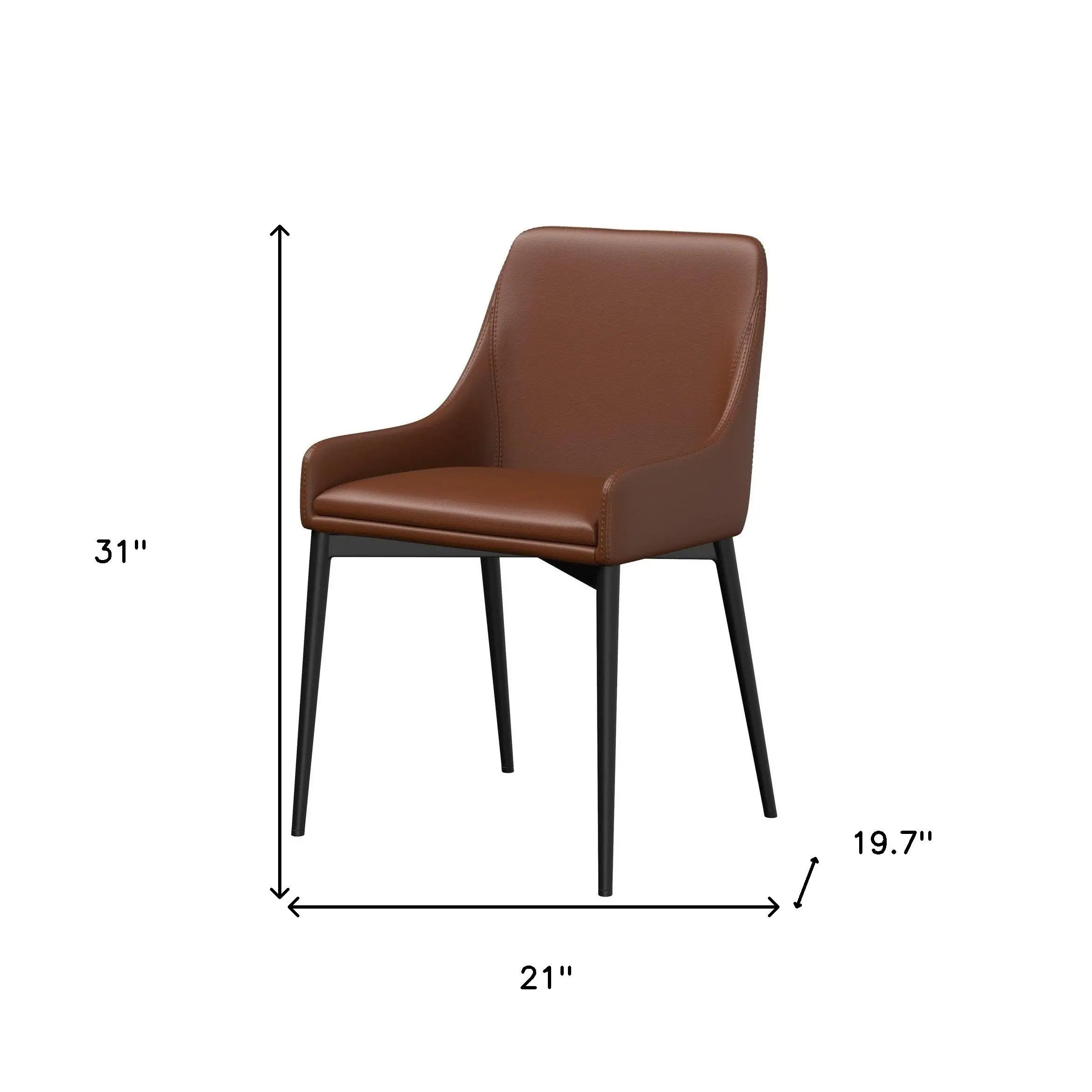 Set of Two Chestnut and Black Faux Leather Dining Side Chairs Homeroots Kitchen & Dining