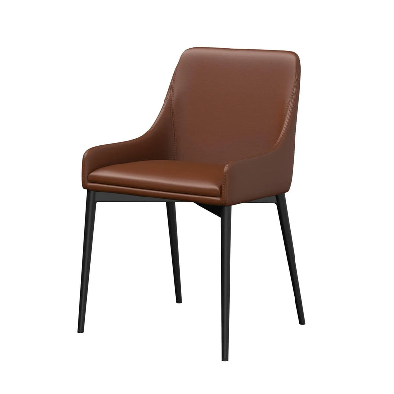 Set of Two Chestnut and Black Faux Leather Dining Side Chairs Homeroots Kitchen & Dining