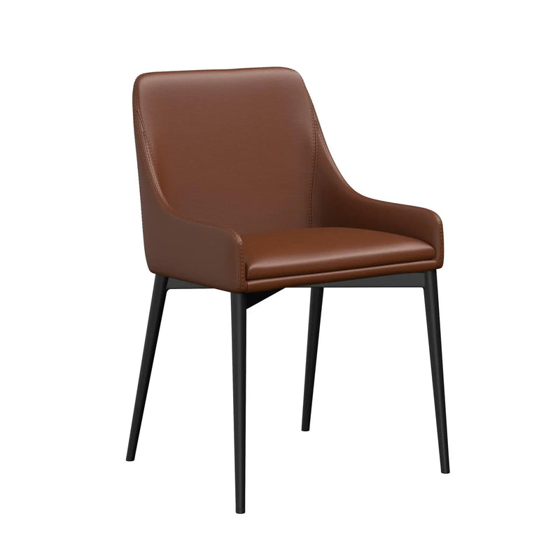 Set of Two Chestnut and Black Faux Leather Dining Side Chairs Homeroots Kitchen & Dining