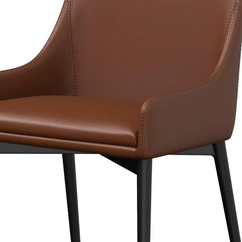 Set of Two Chestnut and Black Faux Leather Dining Side Chairs Homeroots Kitchen & Dining