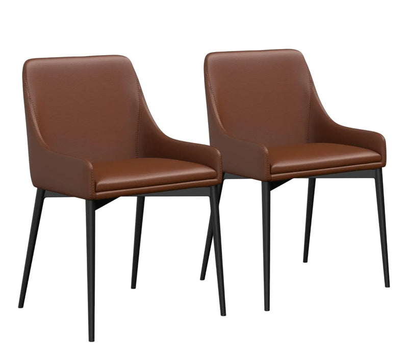 Set of Two Chestnut and Black Faux Leather Dining Side Chairs Homeroots Kitchen & Dining