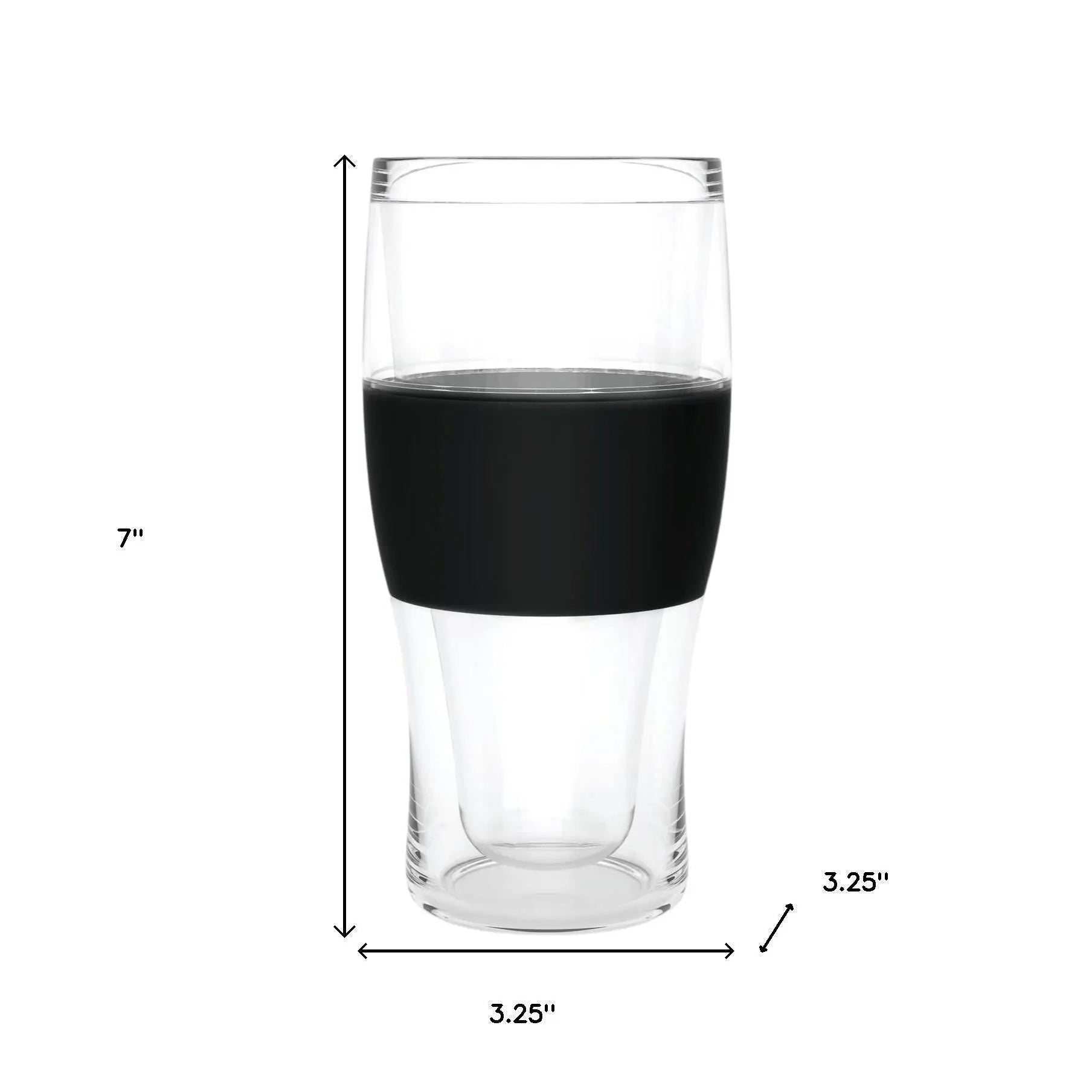 Set of Two Clear And Black Tritan Plastic Narrowing Shape Stemless Pint Glass Homeroots Kitchen & Dining