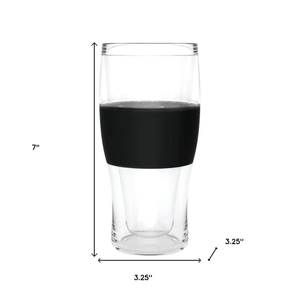Set of Two Clear And Black Tritan Plastic Narrowing Shape Stemless Pint Glass Homeroots Kitchen & Dining