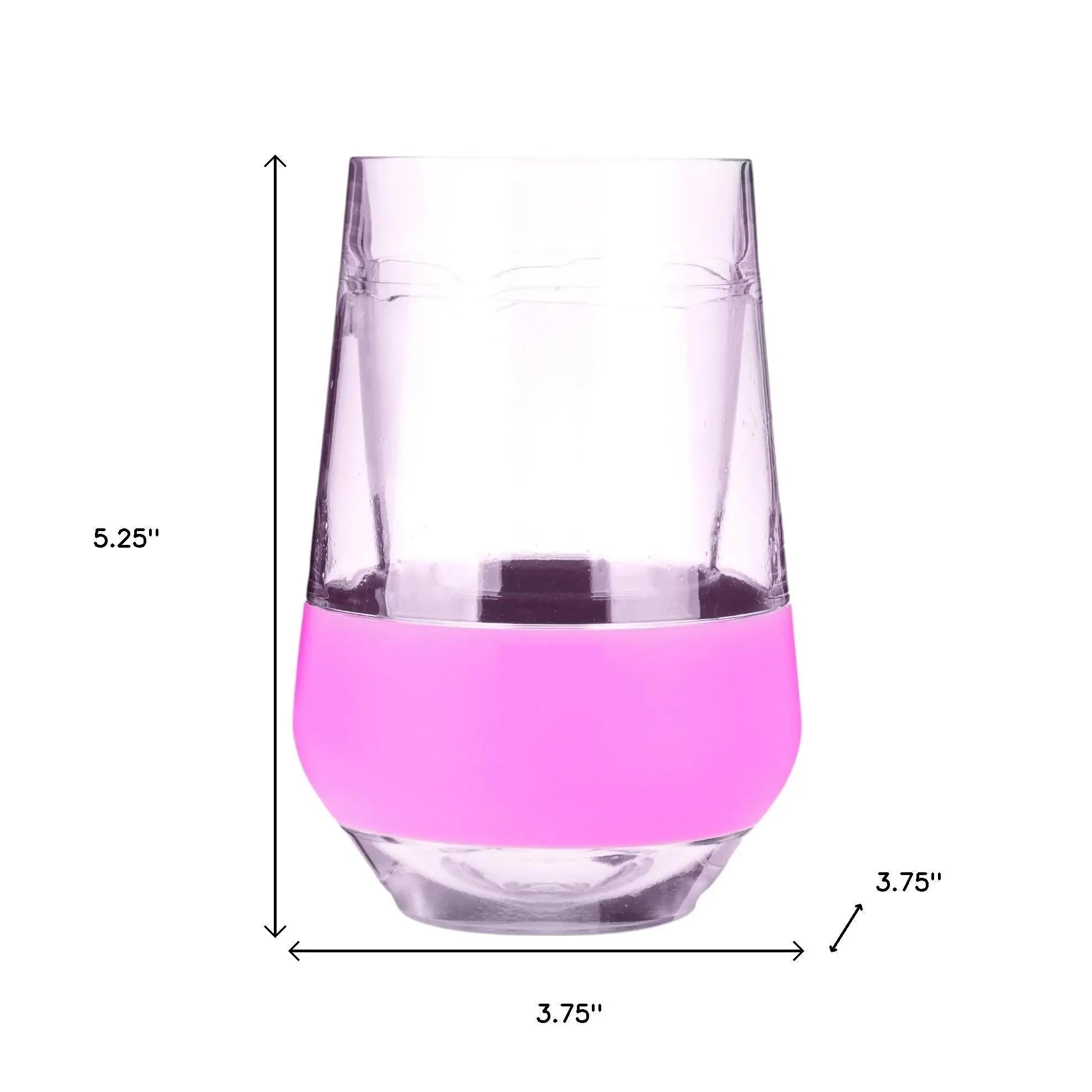 Set of Two Clear And Blush Plastic Angular Shape Stemless All Purpose Wine Glass Homeroots Kitchen & Dining