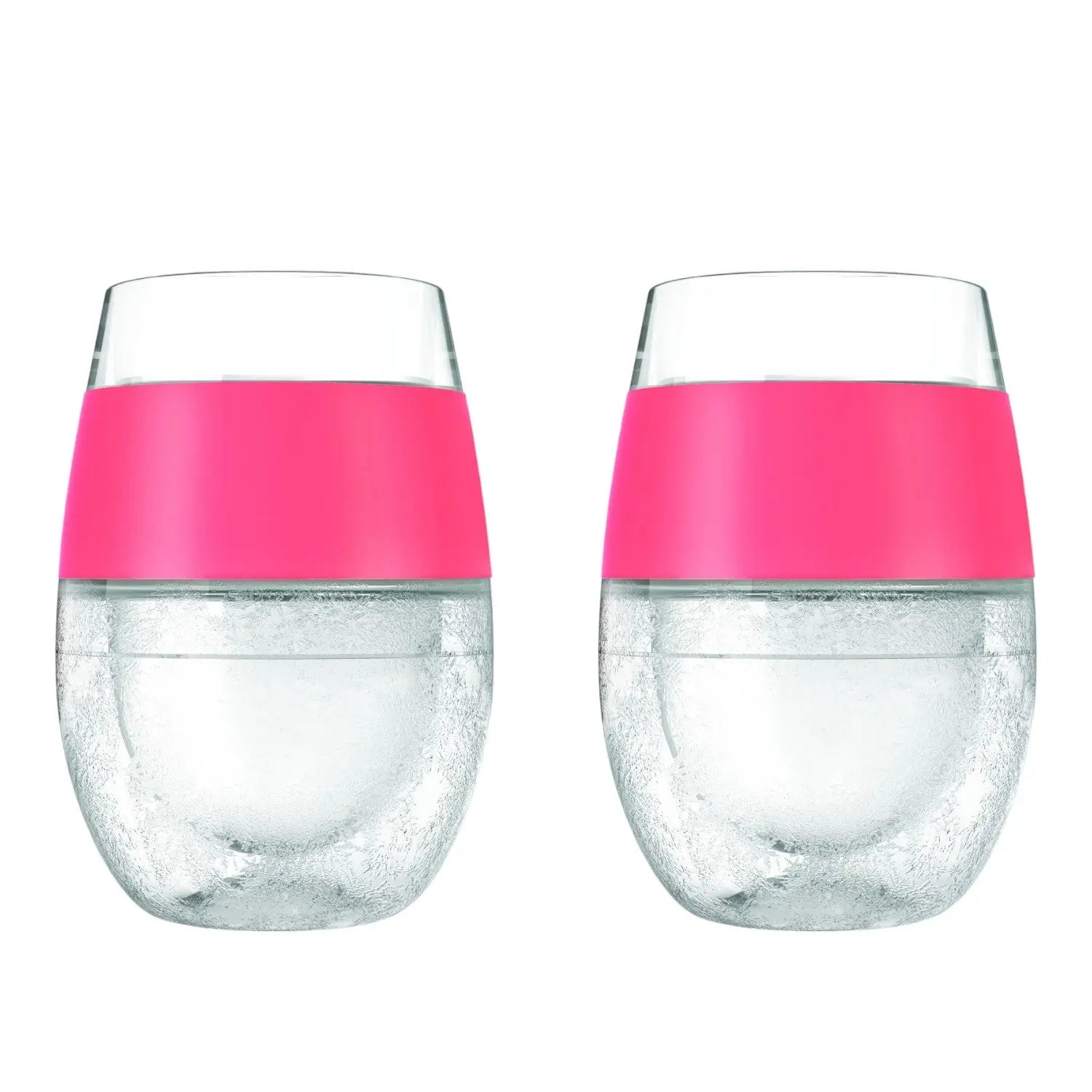 Set of Two Clear And Coral Tritan Plastic Convex Curve Shape Stemless All Purpose Wine Glass Homeroots Kitchen & Dining
