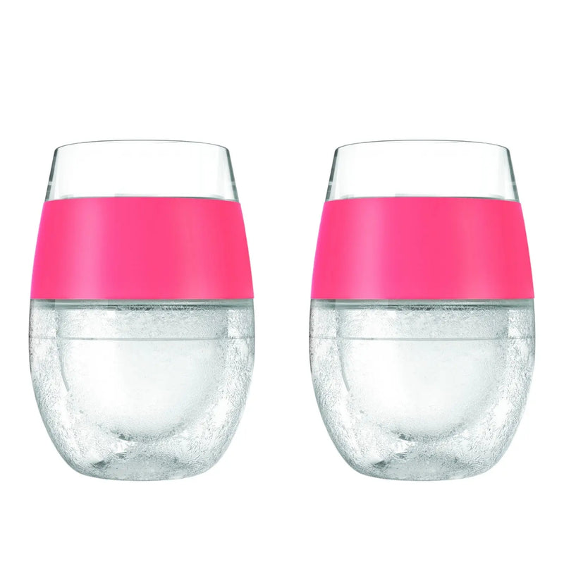 Set of Two Clear And Coral Tritan Plastic Convex Curve Shape Stemless All Purpose Wine Glass Homeroots Kitchen & Dining