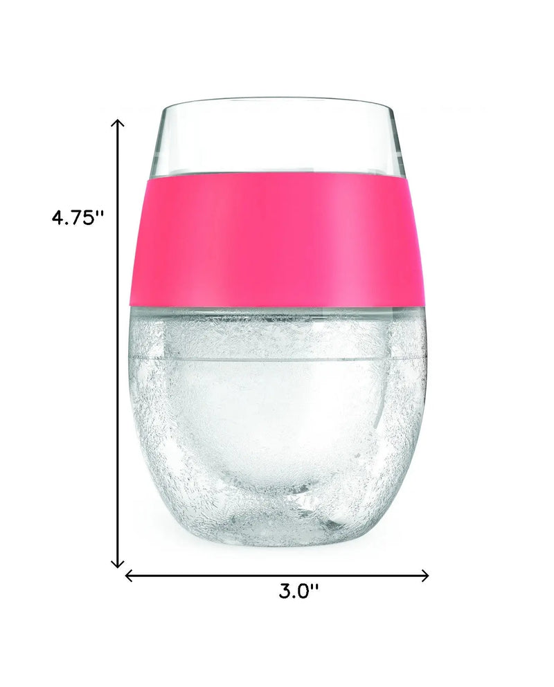 Set of Two Clear And Coral Tritan Plastic Convex Curve Shape Stemless All Purpose Wine Glass Homeroots Kitchen & Dining