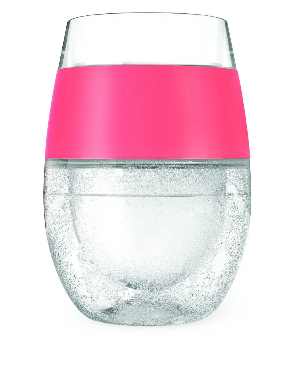 Set of Two Clear And Coral Tritan Plastic Convex Curve Shape Stemless All Purpose Wine Glass Homeroots Kitchen & Dining