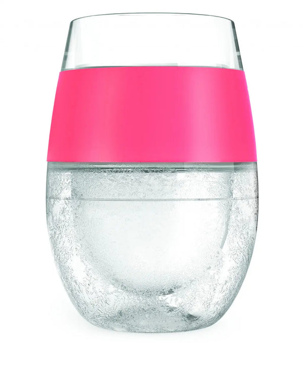 Set of Two Clear And Coral Tritan Plastic Convex Curve Shape Stemless All Purpose Wine Glass Homeroots Kitchen & Dining