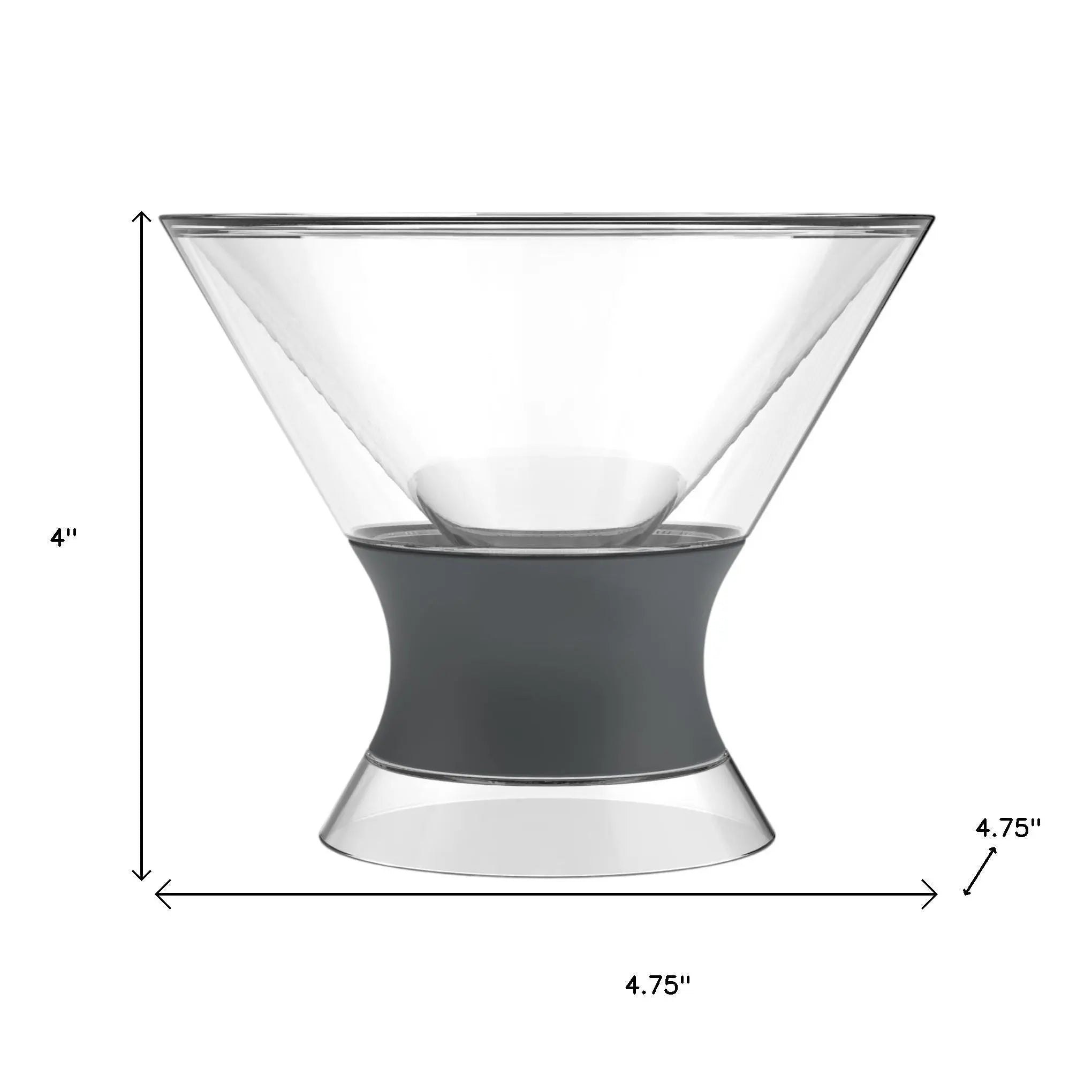 Set of Two Clear And Gray Tritan Plastic Conical Shape Stemless Martini Glass Homeroots Kitchen & Dining
