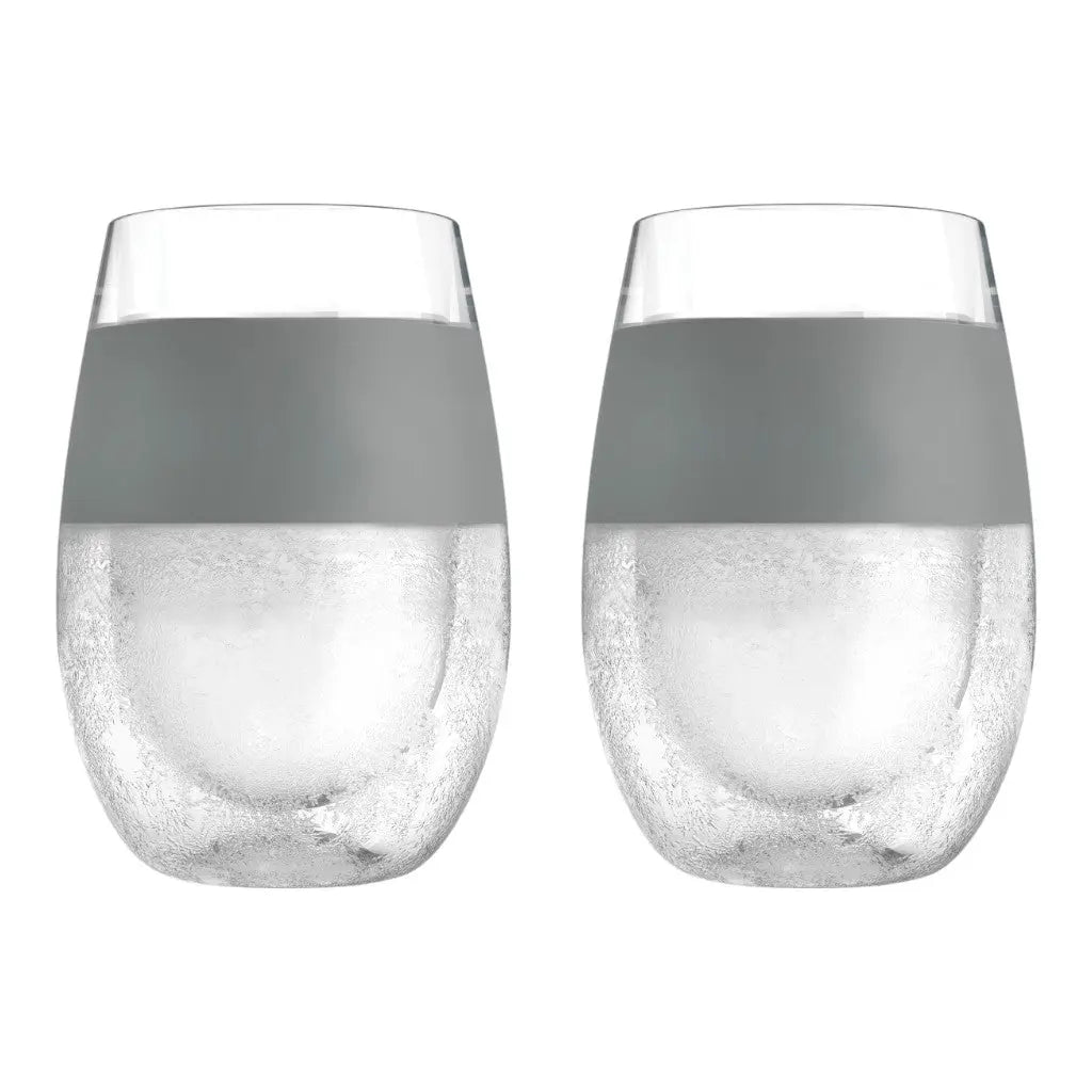 Set of Two Clear And Gray Tritan Plastic Convex Curve Shape Stemless All Purpose Wine Glass Homeroots Kitchen & Dining