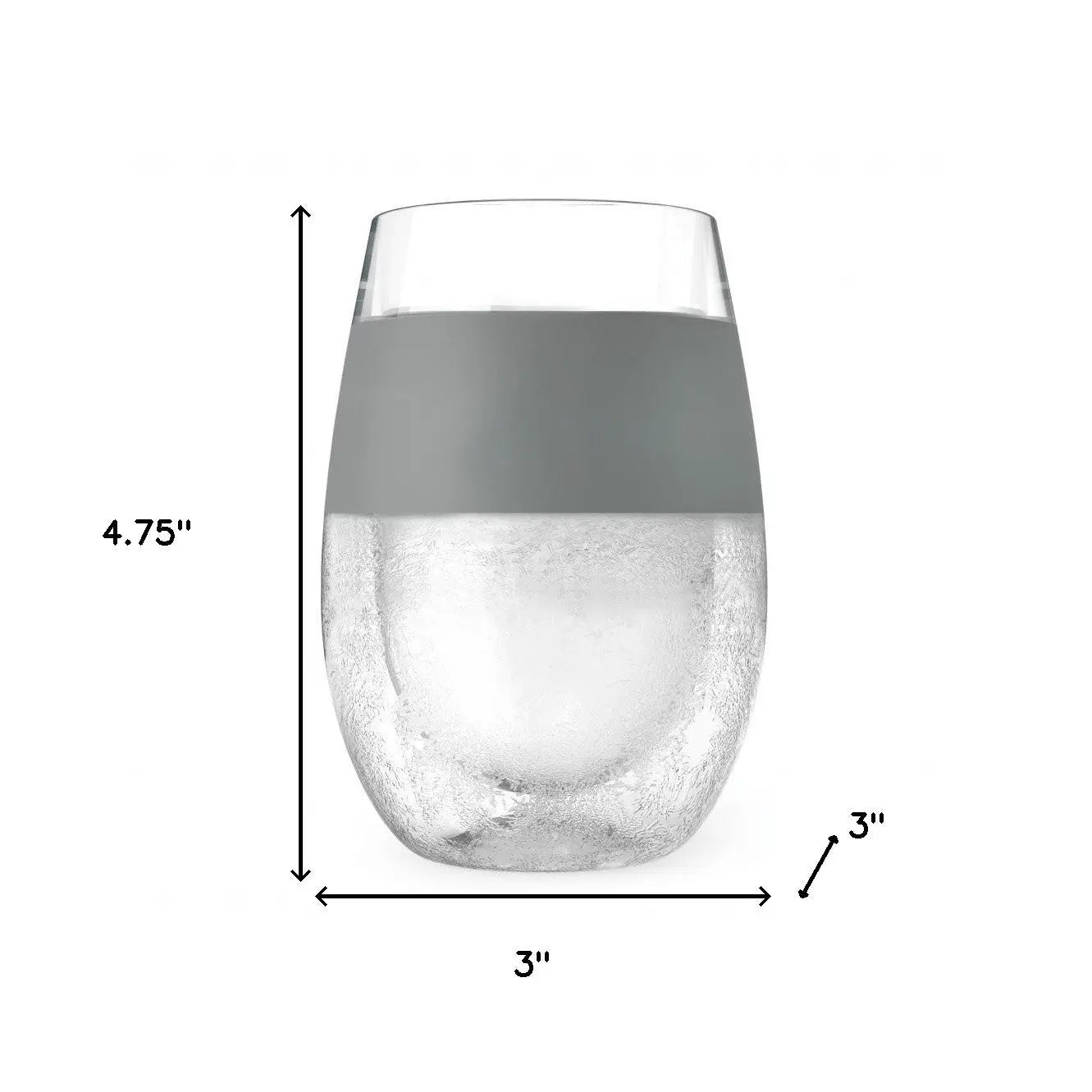 Set of Two Clear And Gray Tritan Plastic Convex Curve Shape Stemless All Purpose Wine Glass Homeroots Kitchen & Dining