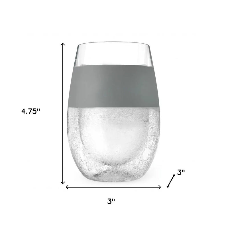 Set of Two Clear And Gray Tritan Plastic Convex Curve Shape Stemless All Purpose Wine Glass Homeroots Kitchen & Dining