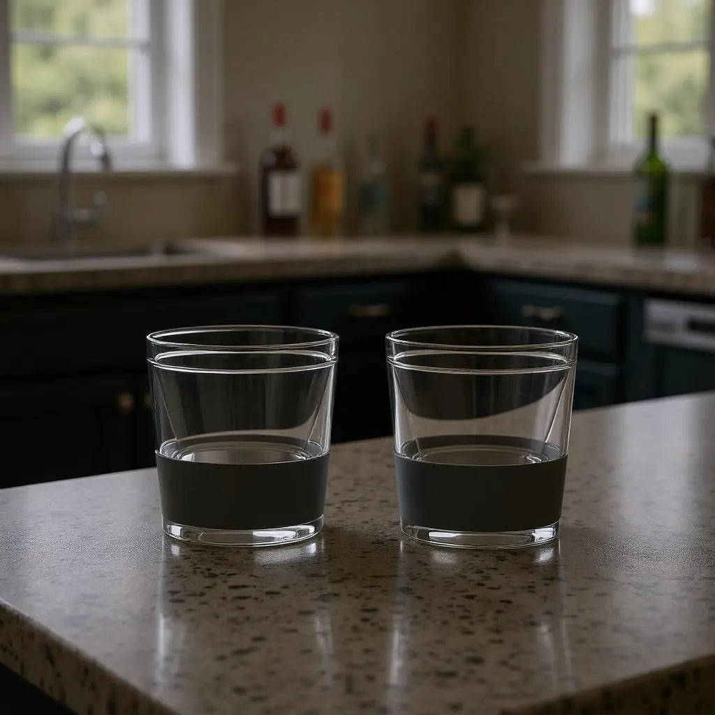 Set of Two Clear And Gray Tritan Plastic Straight Shape Stemless Whiskey Glass Homeroots Kitchen & Dining