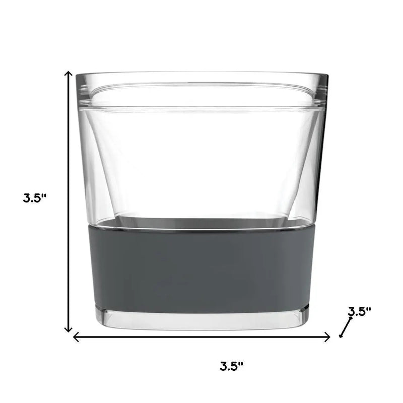 Set of Two Clear And Gray Tritan Plastic Straight Shape Stemless Whiskey Glass Homeroots Kitchen & Dining