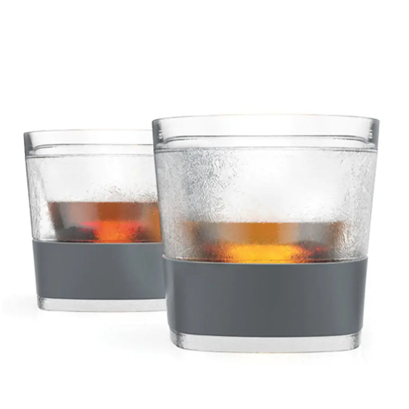 Set of Two Clear And Gray Tritan Plastic Straight Shape Stemless Whiskey Glass Homeroots Kitchen & Dining