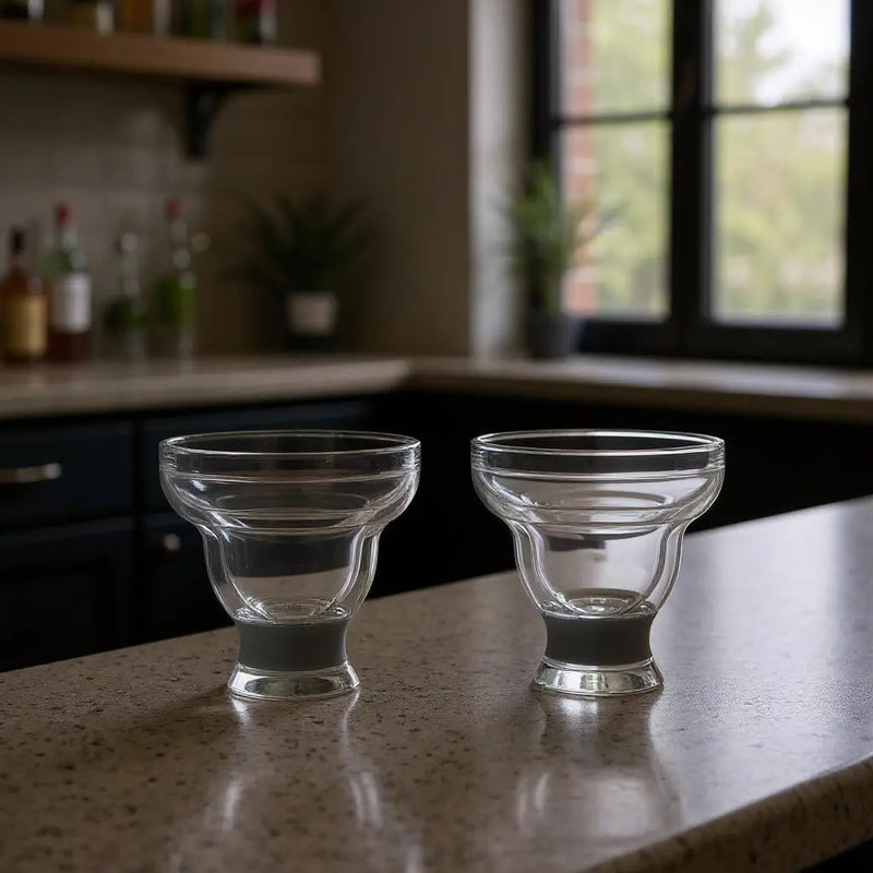 Set of Two Clear And Gray Tritan Plastic Unique Shape Stemless Margarita Glass Homeroots Kitchen & Dining