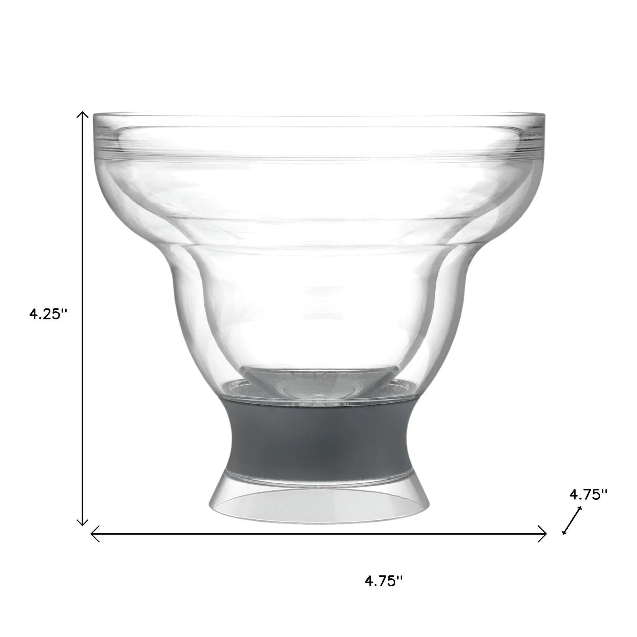 Set of Two Clear And Gray Tritan Plastic Unique Shape Stemless Margarita Glass Homeroots Kitchen & Dining