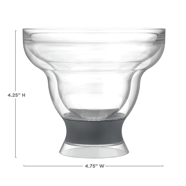 Set of Two Clear And Gray Tritan Plastic Unique Shape Stemless Margarita Glass Homeroots Kitchen & Dining