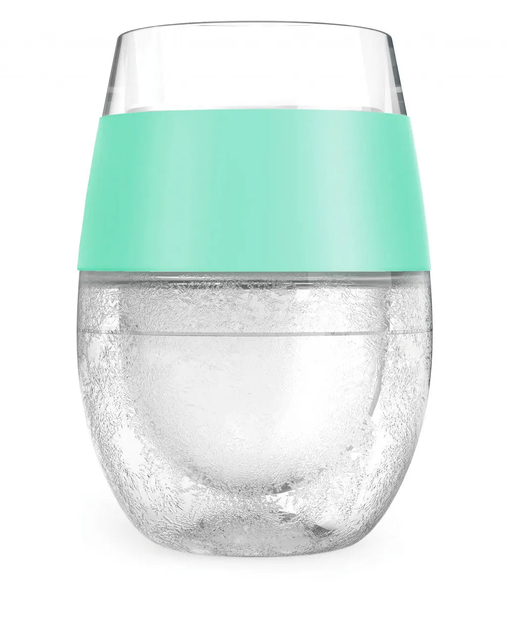Set of Two Clear And Mint Green Tritan Plastic Convex Curve Shape Stemless All Purpose Wine Glass Homeroots Kitchen & Dining