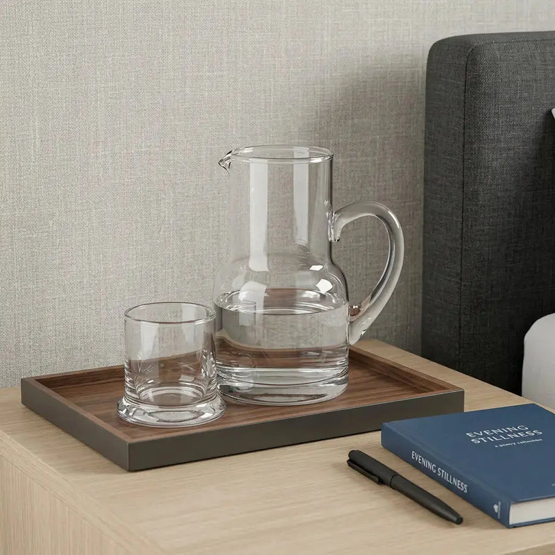 Set of Two Clear Crystal Glass Stemless Carafe And Drinking Glass Homeroots Kitchen & Dining