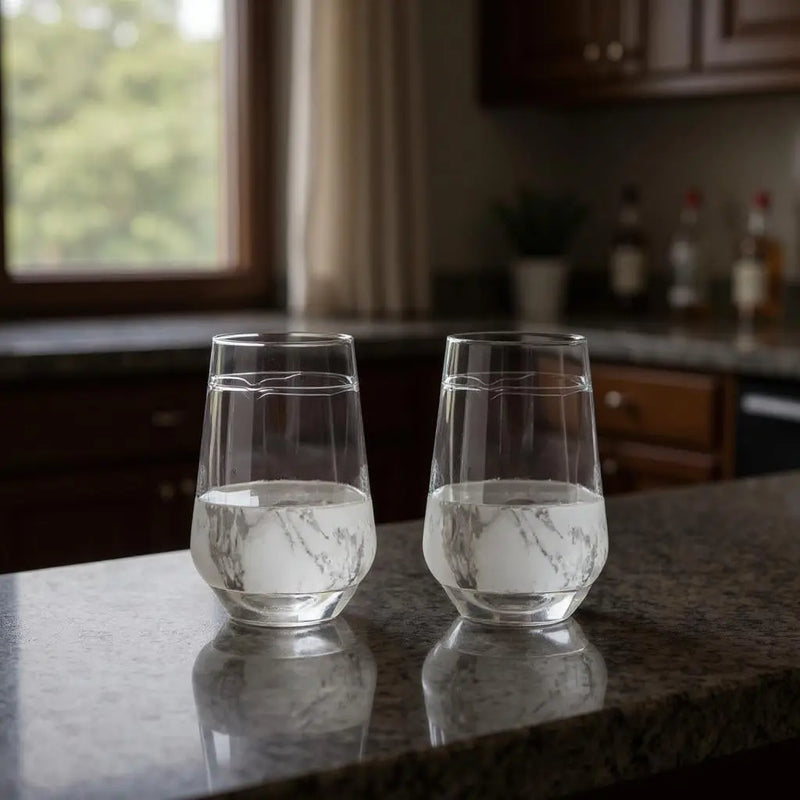 Set of Two Clear White And Black Plastic Angular Shape Stemless All Purpose Wine Glass Homeroots Kitchen & Dining
