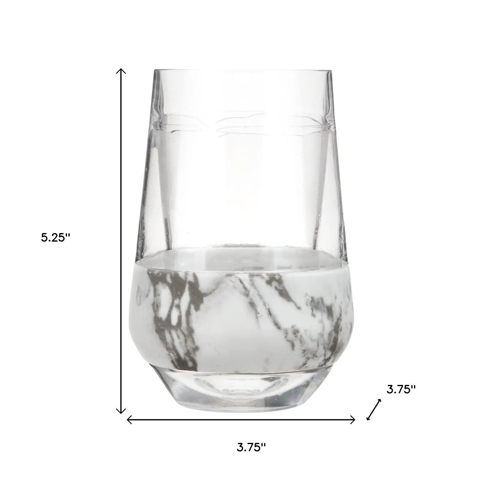 Set of Two Clear White And Black Plastic Angular Shape Stemless All Purpose Wine Glass Homeroots Kitchen & Dining