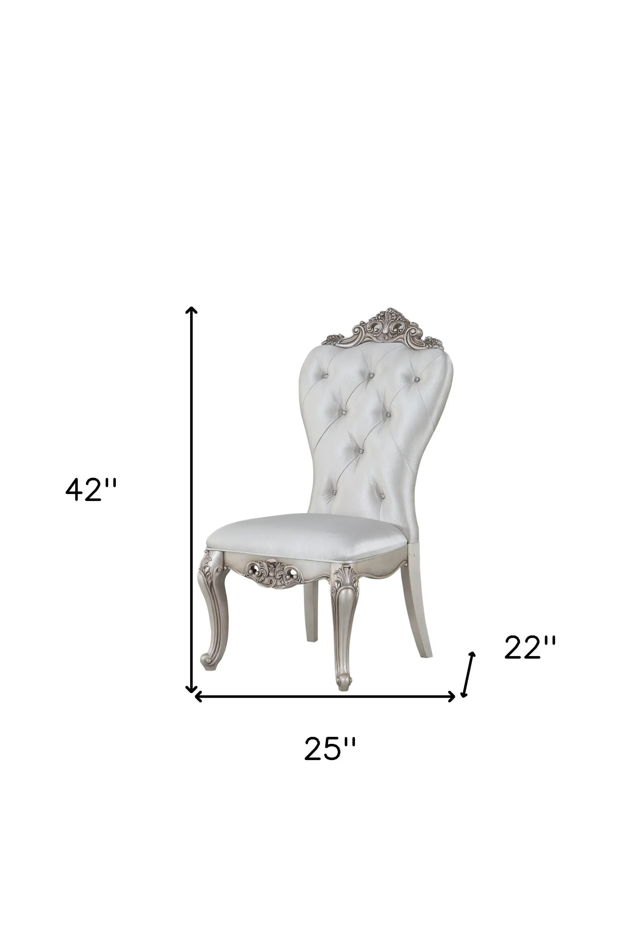 Set of Two Cream and Antiqued White Upholstered Fabric Queen Anne Back Dining Side Chairs Homeroots Kitchen & Dining