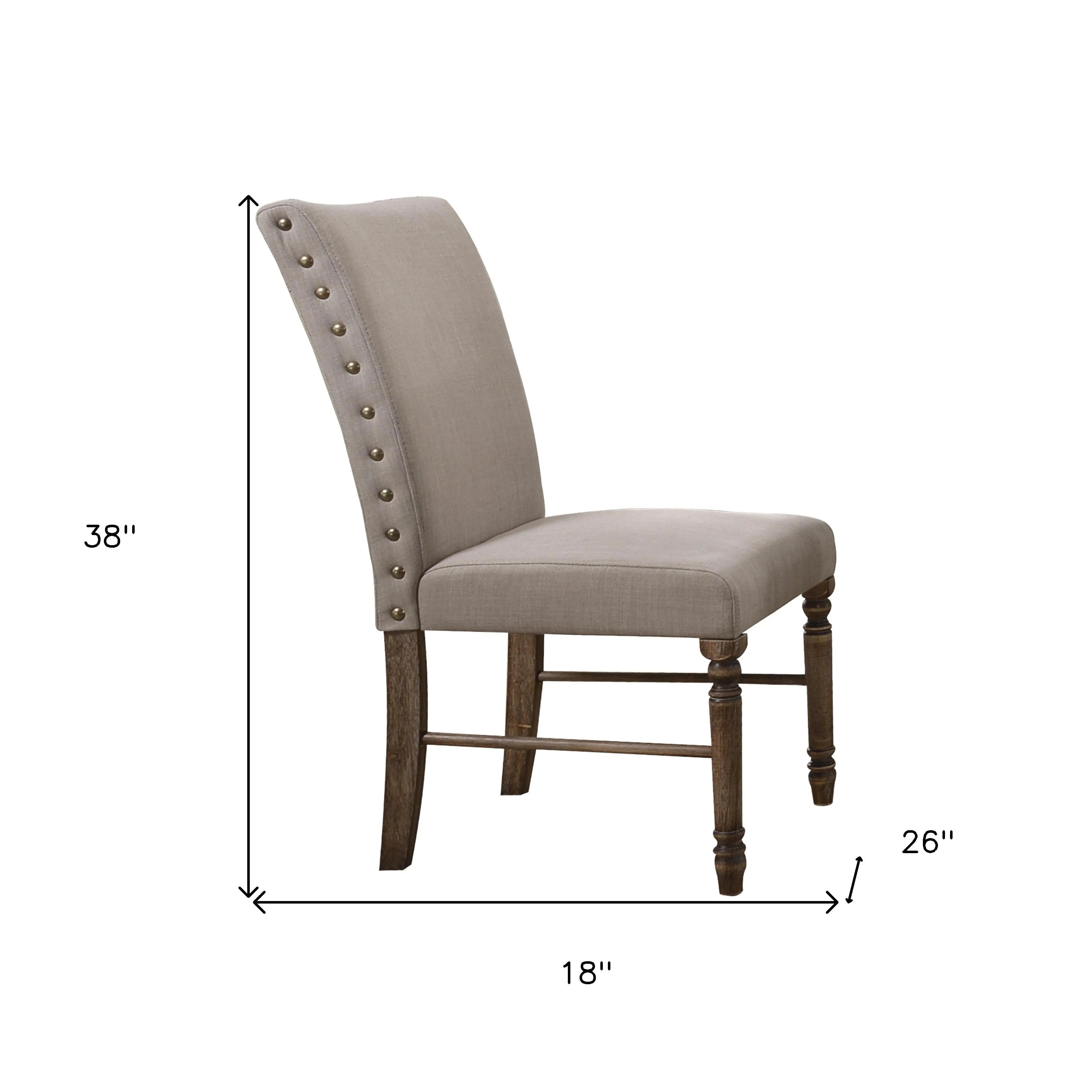 Set of Two Cream and Oak Linen Dining Side Chairs Homeroots Kitchen & Dining