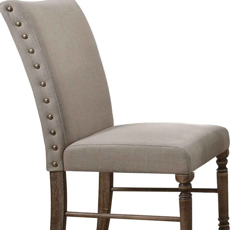 Set of Two Cream and Oak Linen Dining Side Chairs Homeroots Kitchen & Dining
