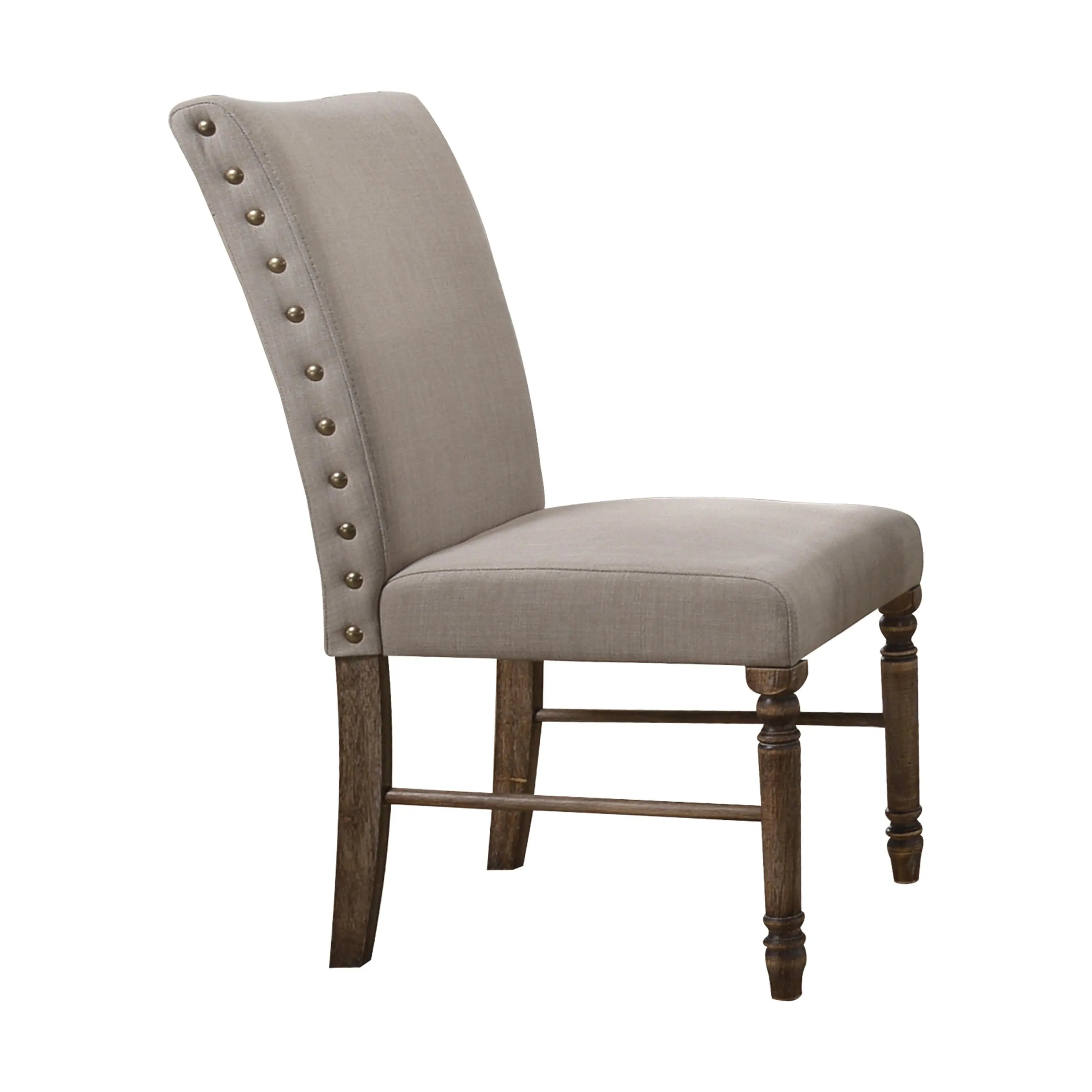 Set of Two Cream and Oak Linen Dining Side Chairs Homeroots Kitchen & Dining