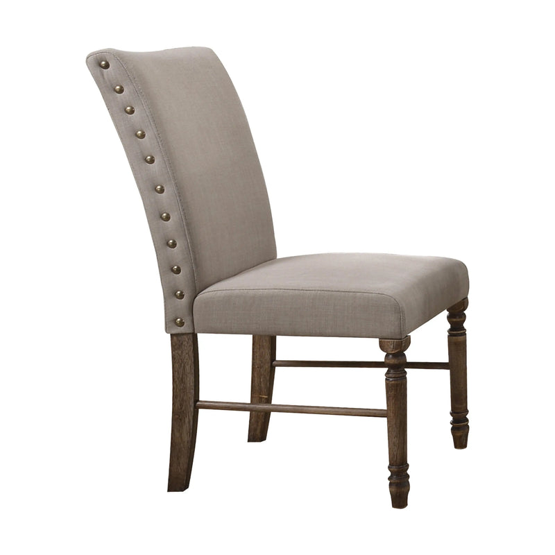 Set of Two Cream and Oak Linen Dining Side Chairs Homeroots Kitchen & Dining