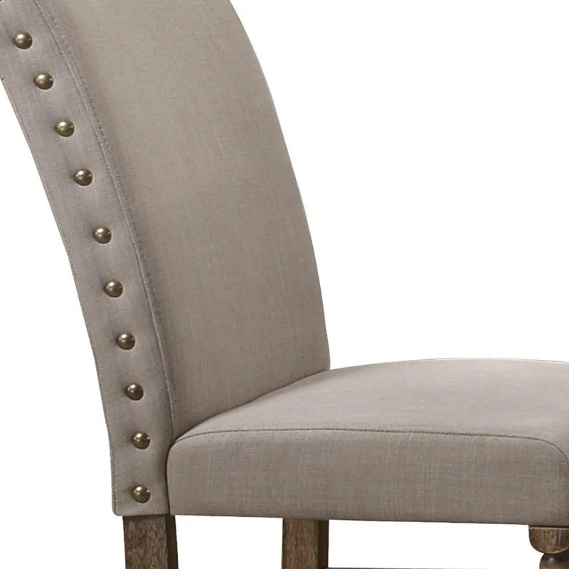 Set of Two Cream and Oak Linen Dining Side Chairs Homeroots Kitchen & Dining