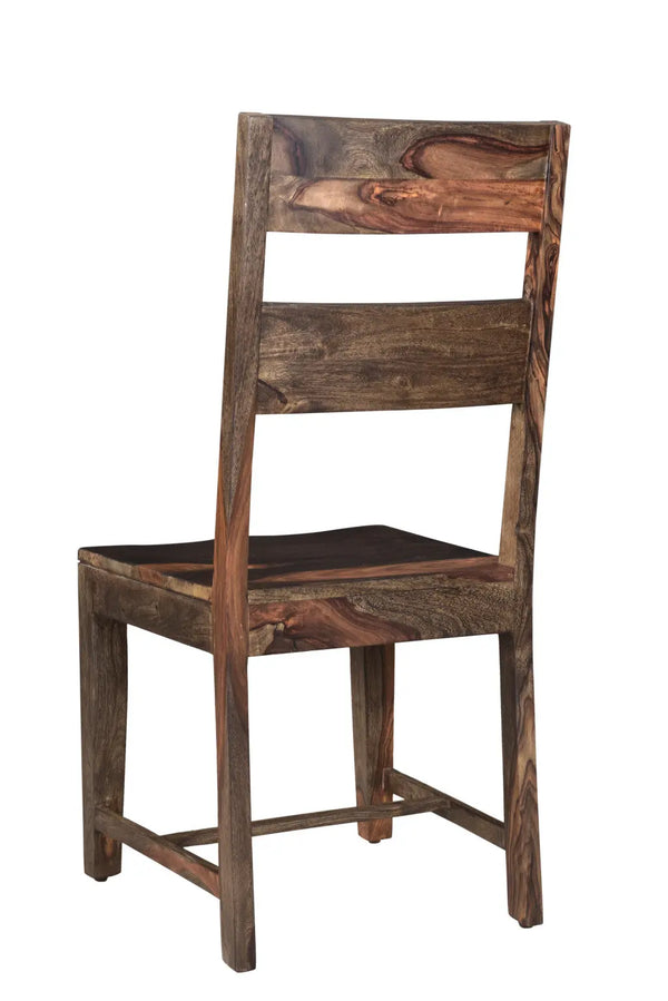 Set of Two Dark Brown Solid Wood Ladder Back Dining Side Chairs Homeroots Kitchen & Dining