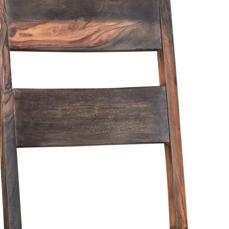 Set of Two Dark Brown Solid Wood Ladder Back Dining Side Chairs Homeroots Kitchen & Dining
