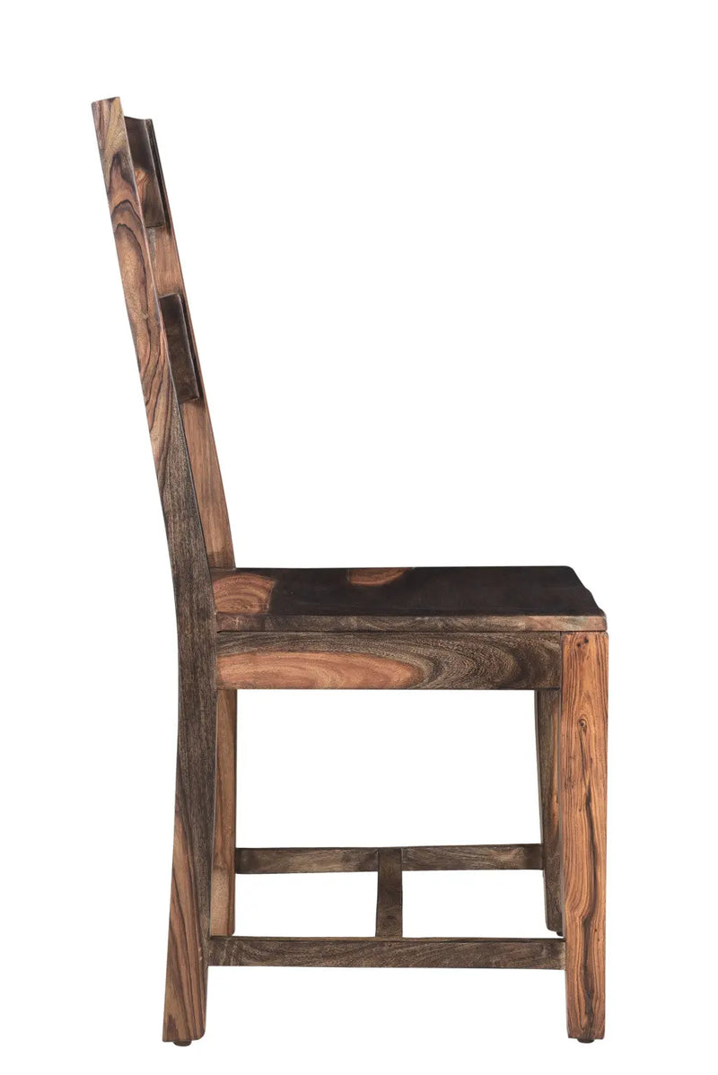 Set of Two Dark Brown Solid Wood Ladder Back Dining Side Chairs Homeroots Kitchen & Dining