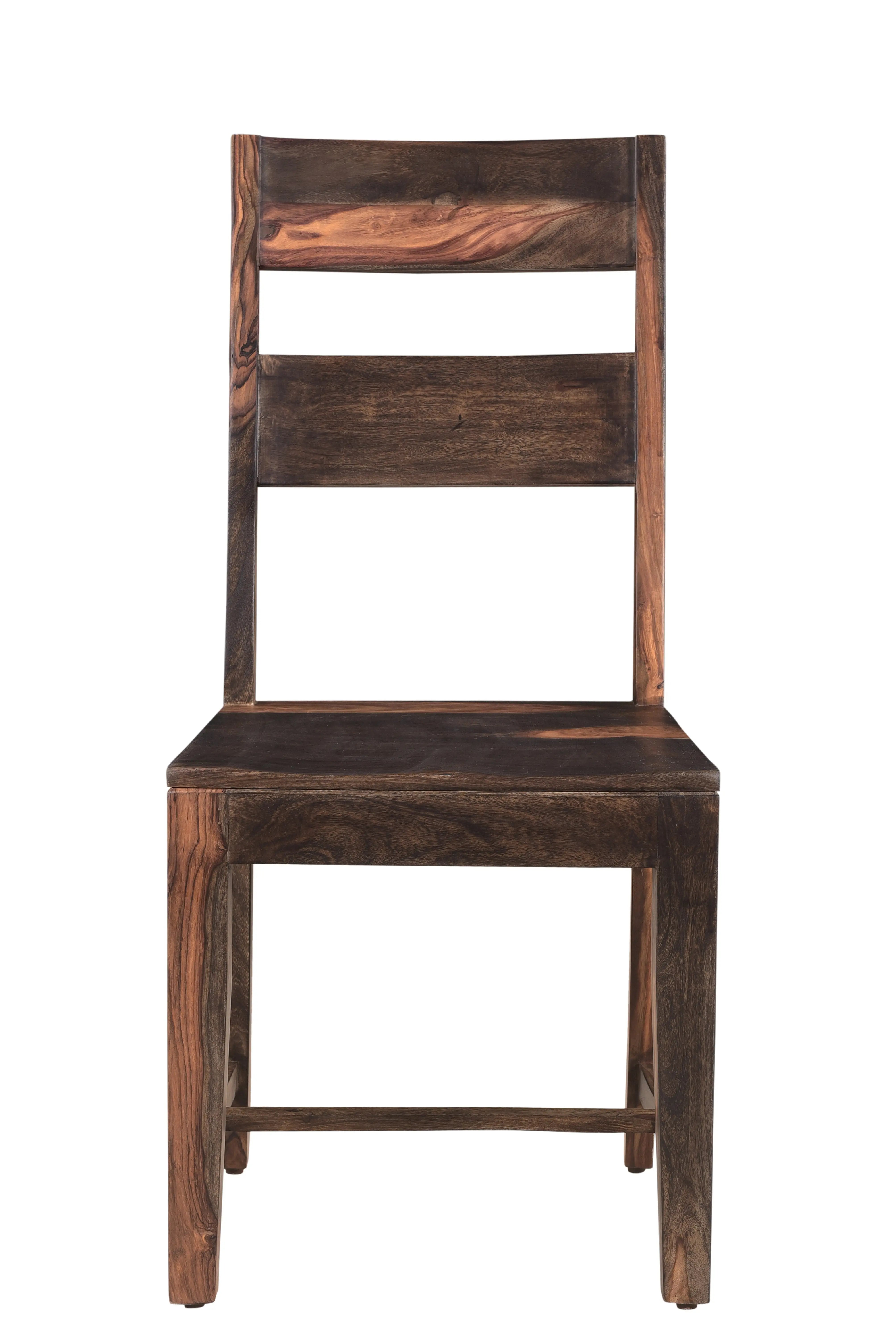 Set of Two Dark Brown Solid Wood Ladder Back Dining Side Chairs Homeroots Kitchen & Dining