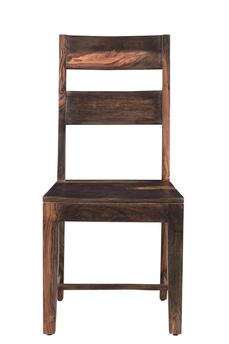 Set of Two Dark Brown Solid Wood Ladder Back Dining Side Chairs Homeroots Kitchen & Dining