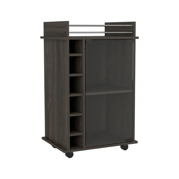 Set of Two Espresso and Black Wood Floor Shelf Furniture Set Homeroots Kitchen & Dining