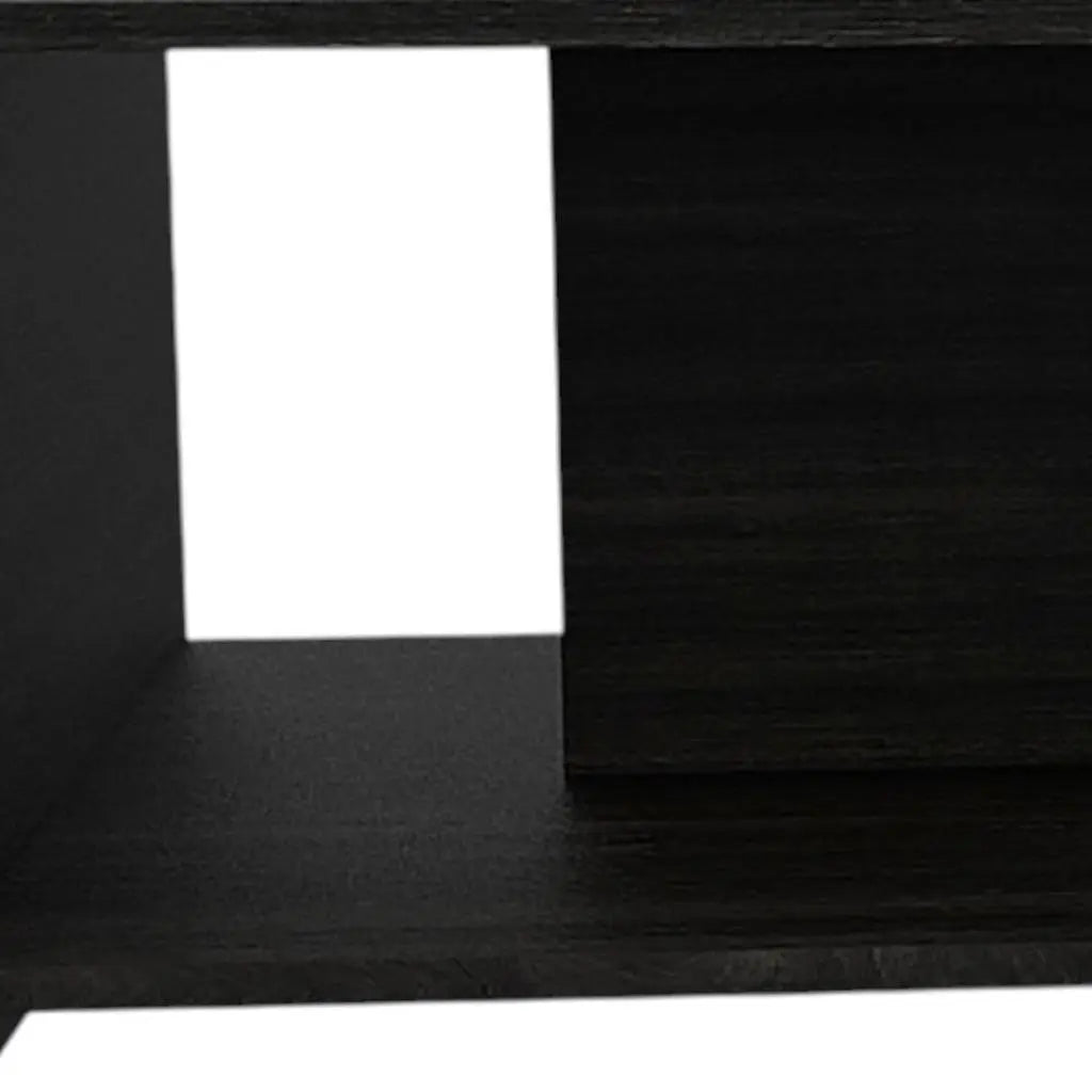 Set of Two Espresso and Black Wood Floor Shelf Furniture Set Homeroots Kitchen & Dining