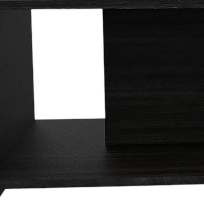 Set of Two Espresso and Black Wood Floor Shelf Furniture Set Homeroots Kitchen & Dining