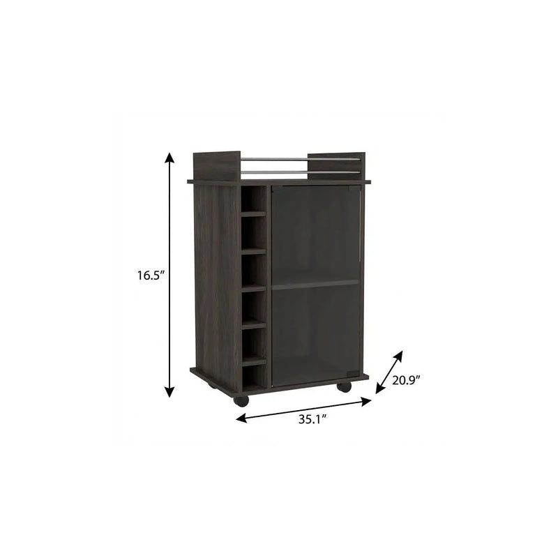 Set of Two Espresso and Black Wood Floor Shelf Furniture Set Homeroots Kitchen & Dining