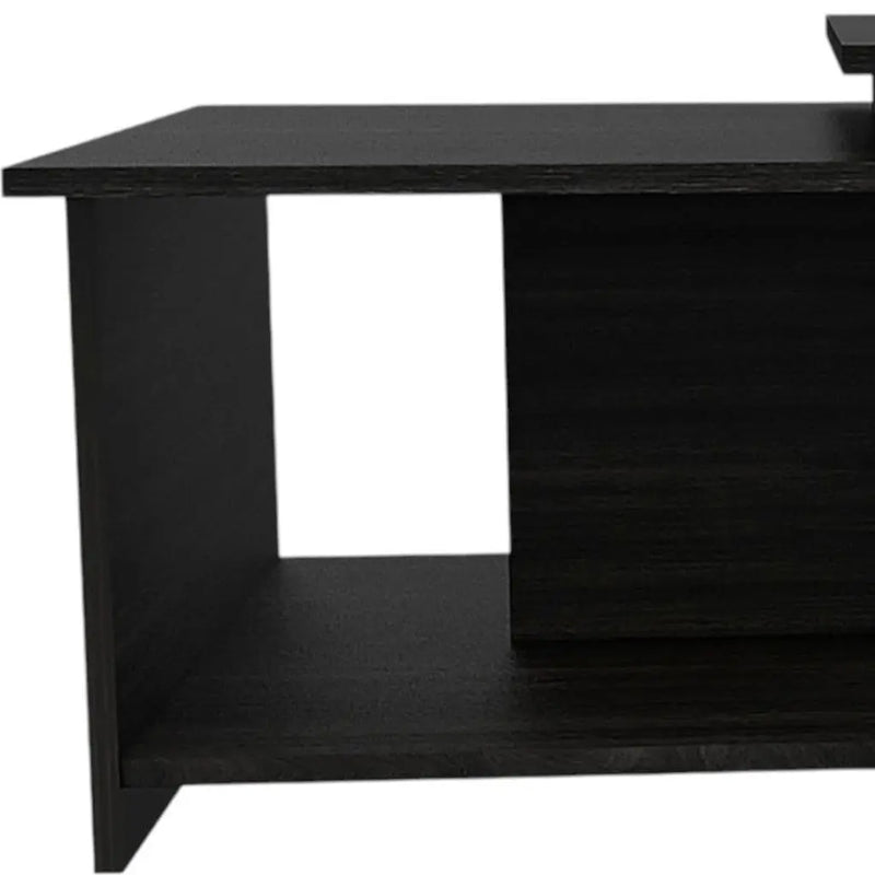 Set of Two Espresso and Black Wood Floor Shelf Furniture Set Homeroots Kitchen & Dining